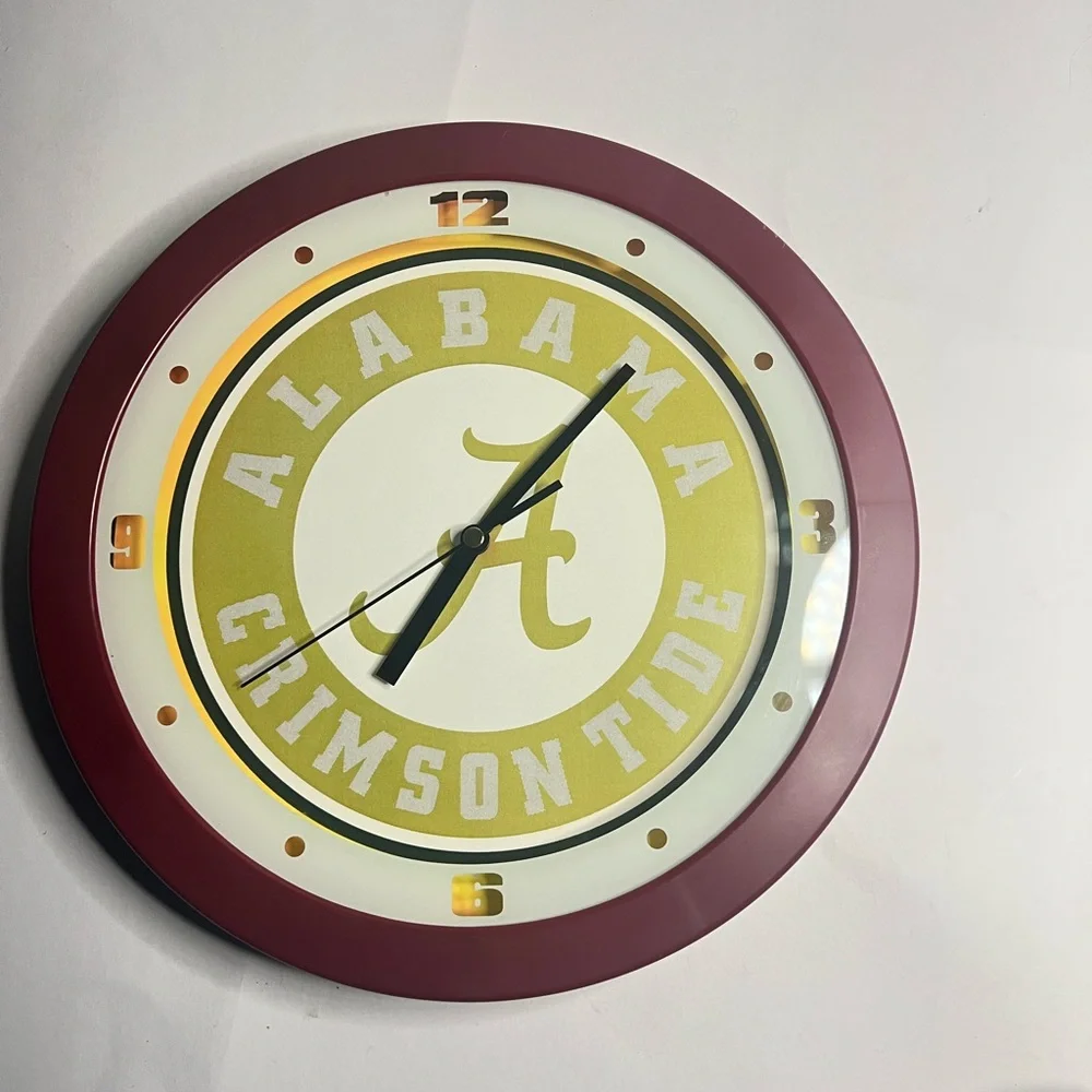 Alabama Crimson Tide 11.5''Suntime Premium Glass Face Traditional Logo WallClock